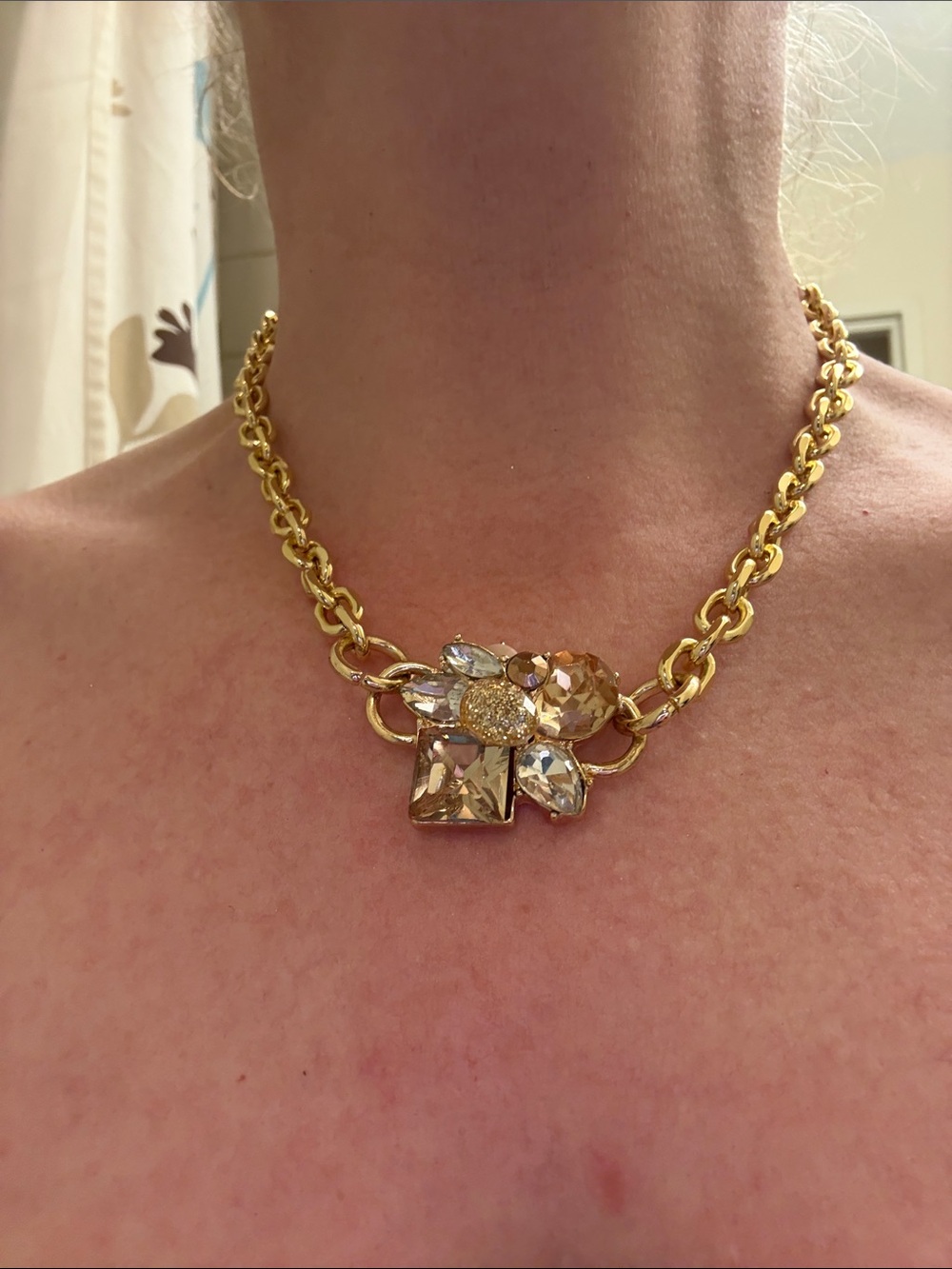 Hand-Crafted Gold Crystal Statement Necklace - Women's Fashion Jewelry